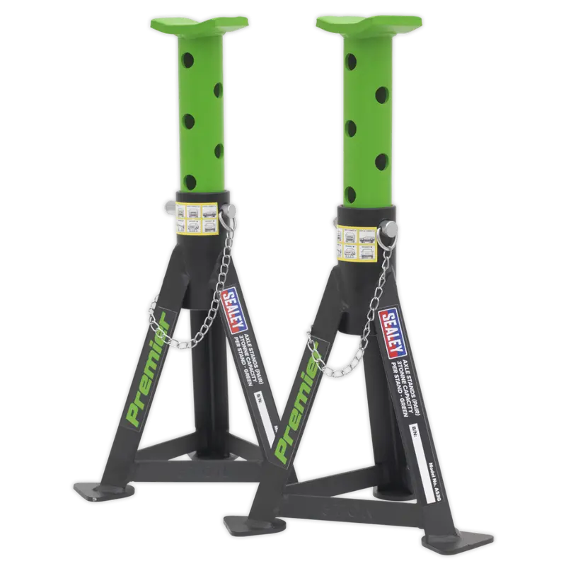 Axle Stands (Pair) 3Tonne Capacity Per Stand Green 1