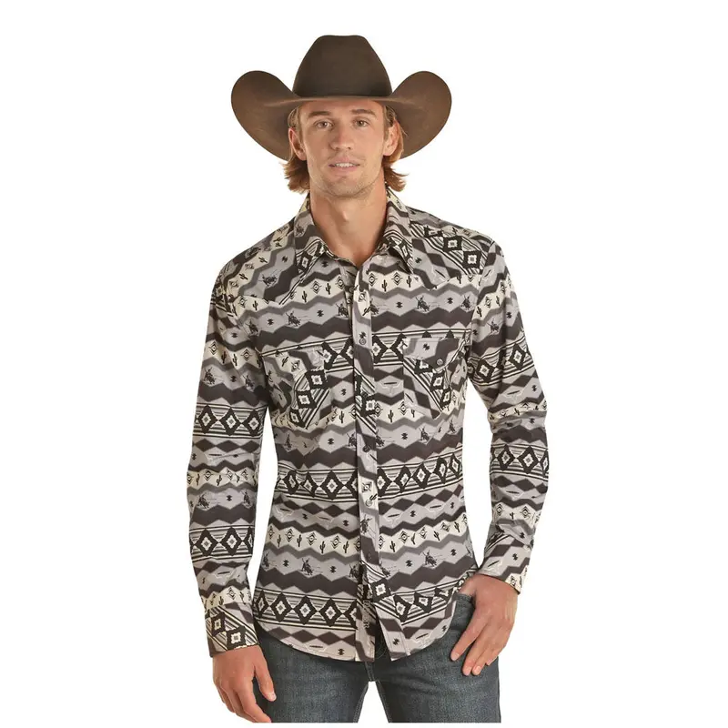 B2s7058 Rock & Roll Dale Brisby Rodeo Print Long Sleeve Snap Shirt 1