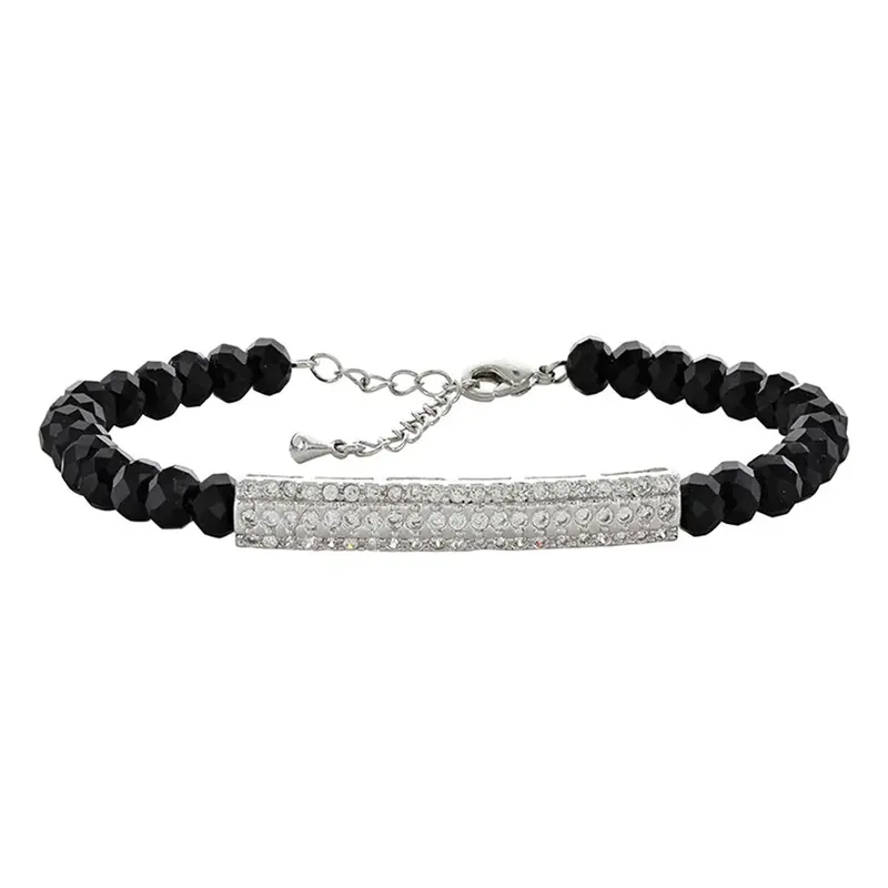 Bc3226 Montana Silversmiths Black Bead, Cz & Bar Bracelet 1