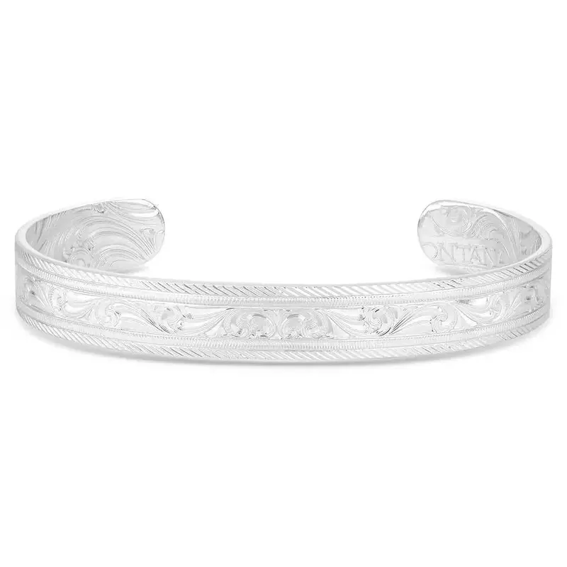 Bc6063 Montana Silversmiths Thin Fully Engraved Cuff Bracelet 1