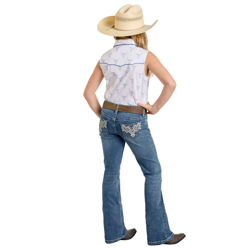 Bg4md06418 Rock & Roll Girls Aztec Inspired Embroidered Bootcut Jean 1