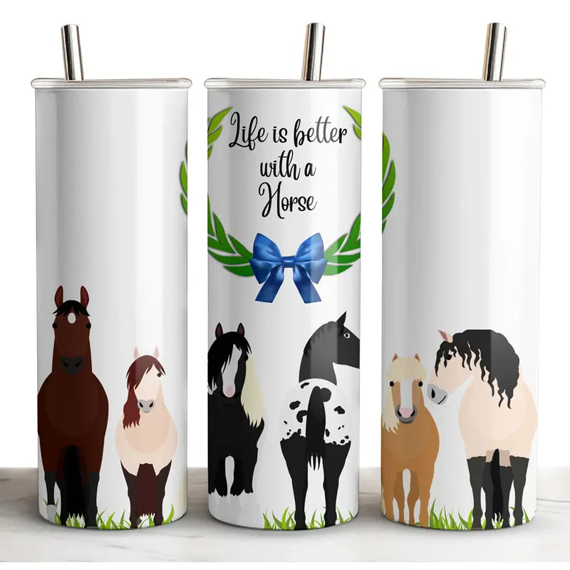Black Stallion Designs 20Oz Horse Tumbler - Life Is Better With A Horse Line Up 1