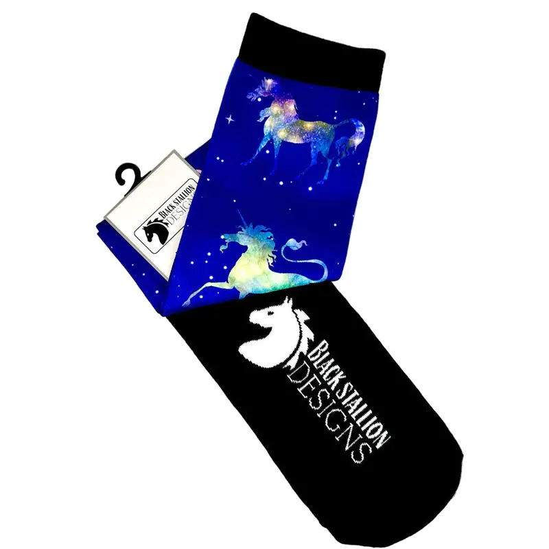 Black Stallion Designs Women's Equestrian Boot Socks - Celestial Unicorn 1