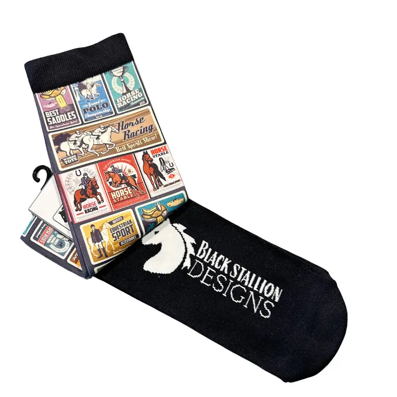 Black Stallion Designs Women's Equestrian Boot Socks - Vintage Posters 1
