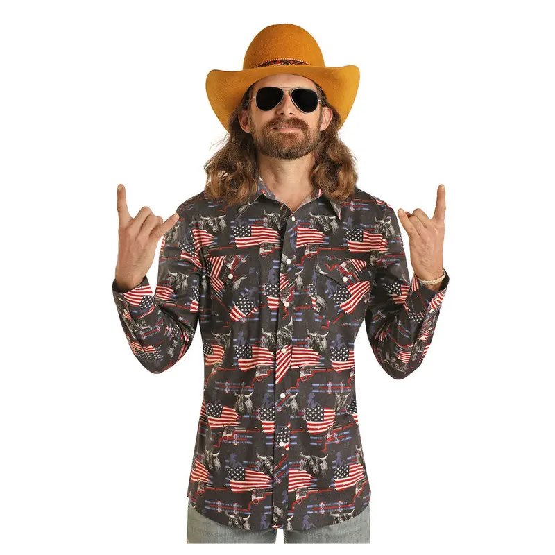 Bmn2s03929 Dale Brisby Men's Long Sleeve America Snap Shirt 1