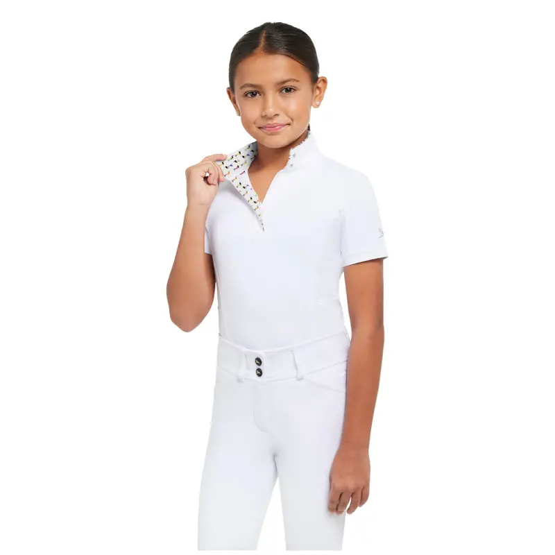 Brj850x Rj Classics Brynn Jr Girls English Show Shirt- White With Doxies Dogs 1