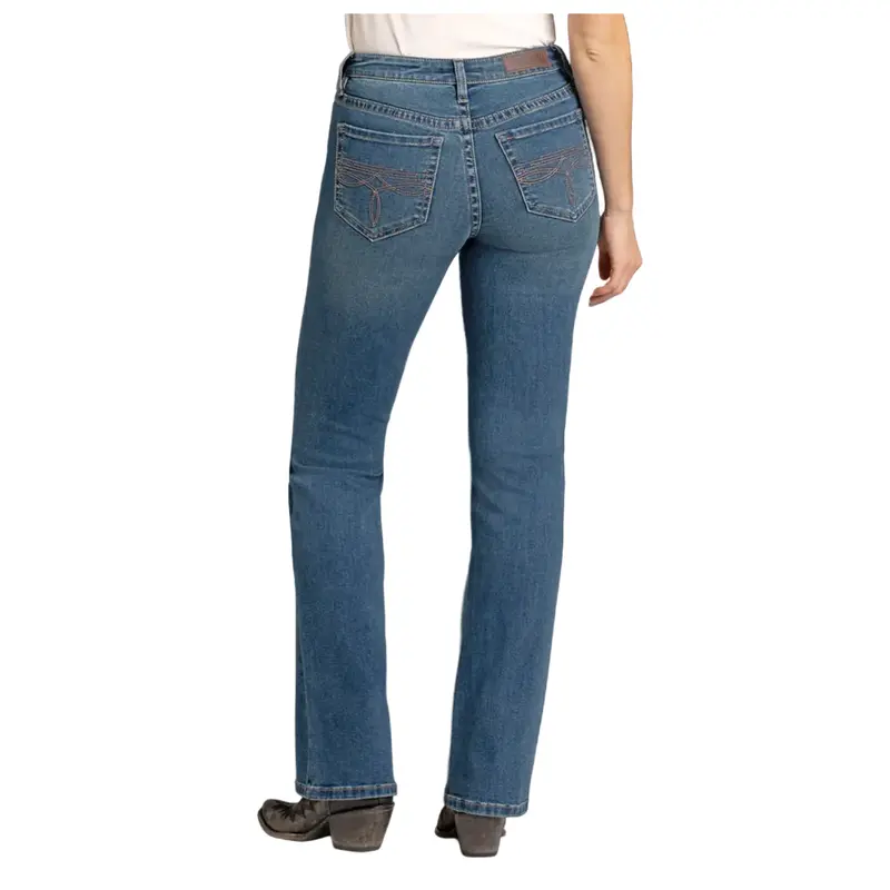 Bw4md06801 Rock & Roll Women's Boot Stitched Mid Rise Jeans - Dark Vintage Wash 1