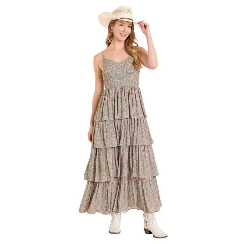 Bwd0r08081 Rock & Roll Women's Tiered Maxi Dress - Jade 1