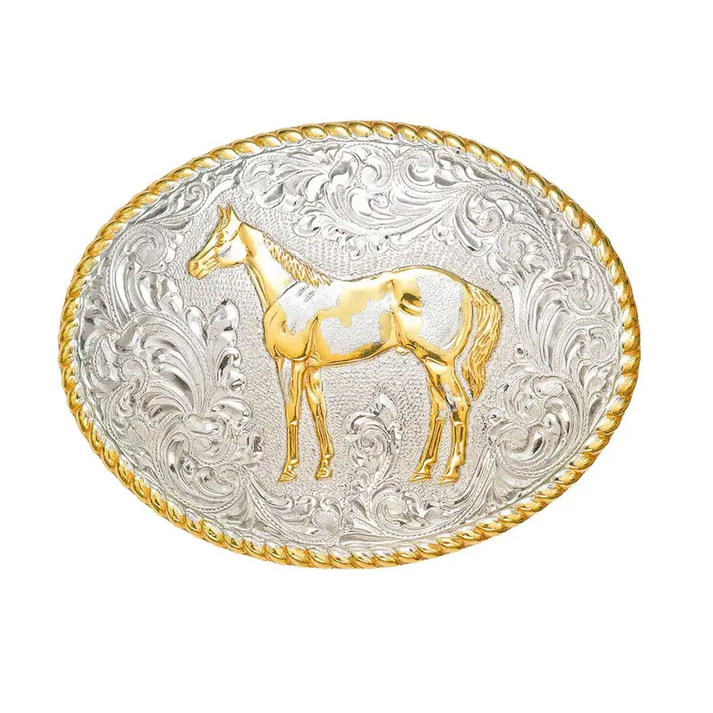 C01574 Crumrine Oval Paint Horse Belt Buckle 1