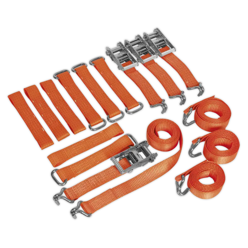 Car Transporter Ratchet Tie Down Alloy-Steel Wheel Kit 4Pc 50Mm X 3Mtr 4500Kg Load Test 1