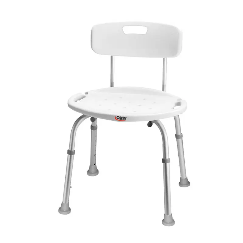 Carex Adjustable Bath & Shower Seat With Back, White 1