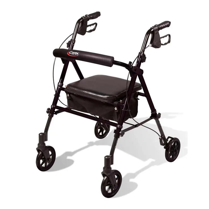 Carex Step 'N Rest Aluminum Rollator, Black 1