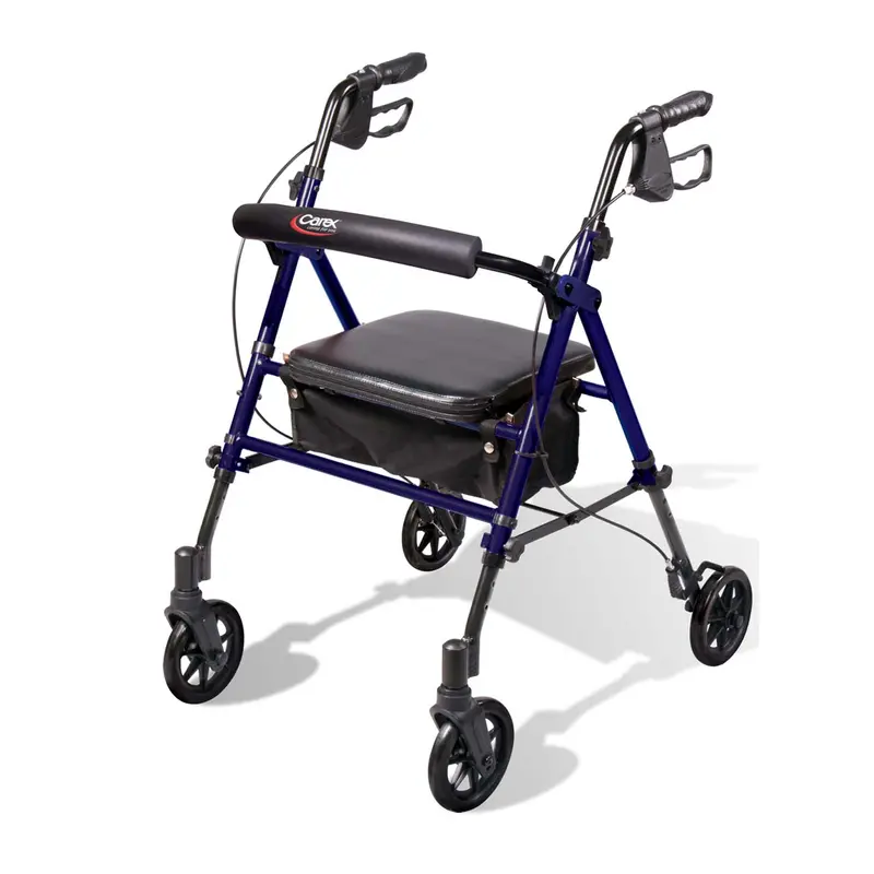Carex Step 'N Rest Rolling Walker, Blue 1