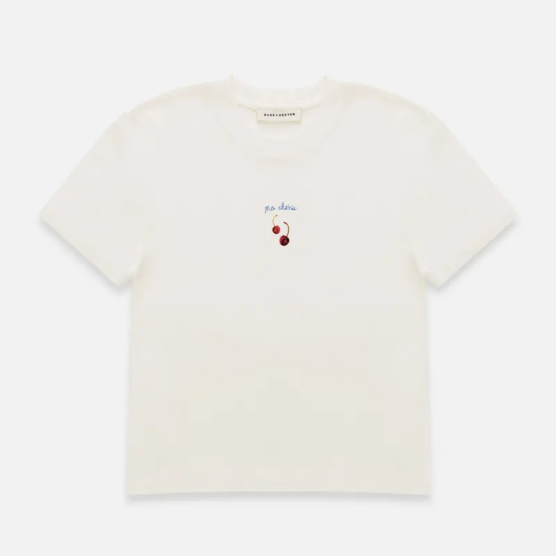 Cherry Vintage White Baby Tee - Women's 1