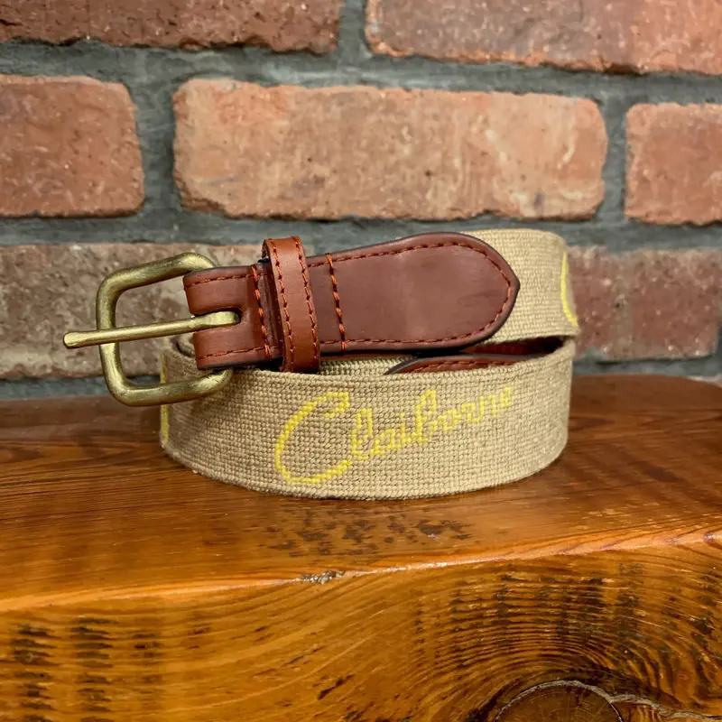 Claiborne Farm Needlepoint And Leather Belt 1