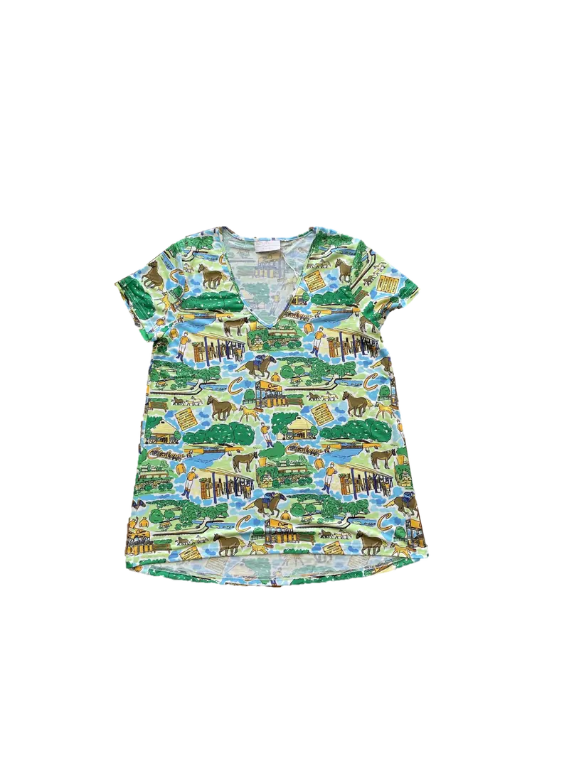 Claiborne Farm Print Women's V-Neck Shirt 1