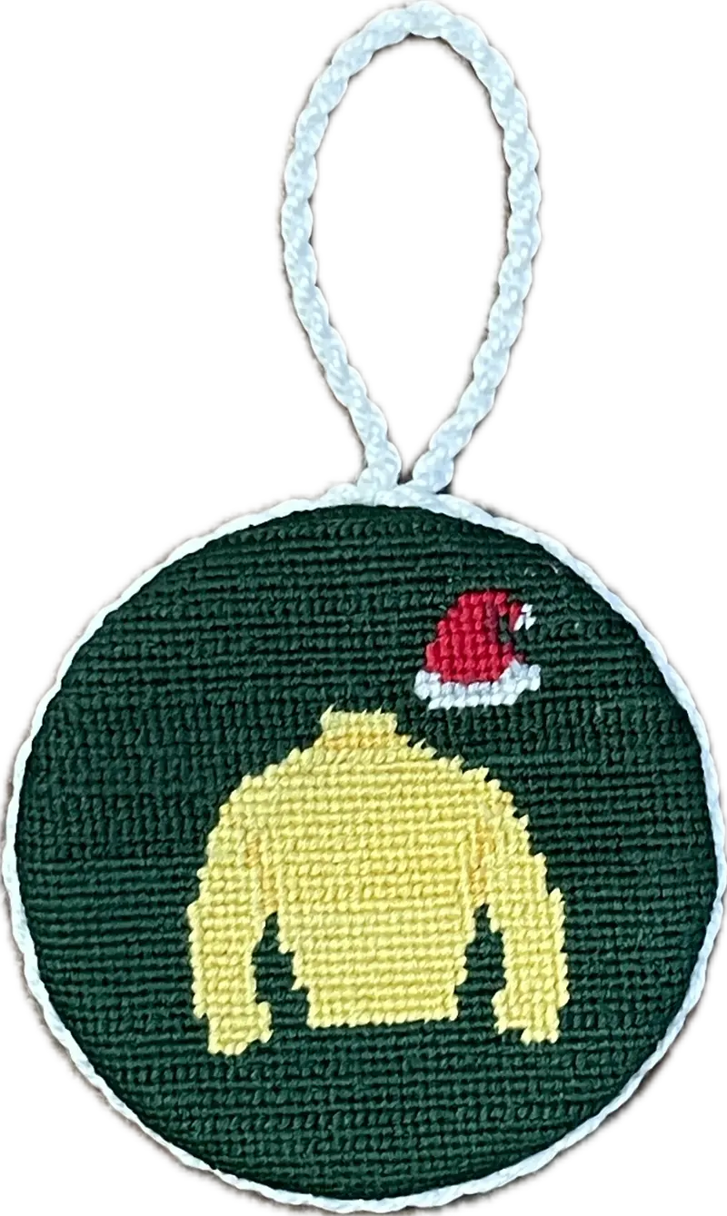 Claiborne Silks Needlepoint Santa Hat Ornament 2