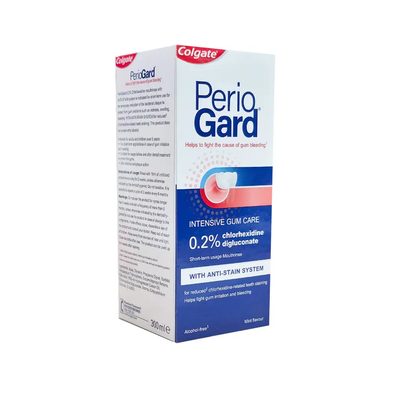 Colgate Periogard 0.2% Mouthrinse (With Anti-Stain System) 1 Dozen; 300Ml/Bottle 12 Bottles/2 Cartons 1