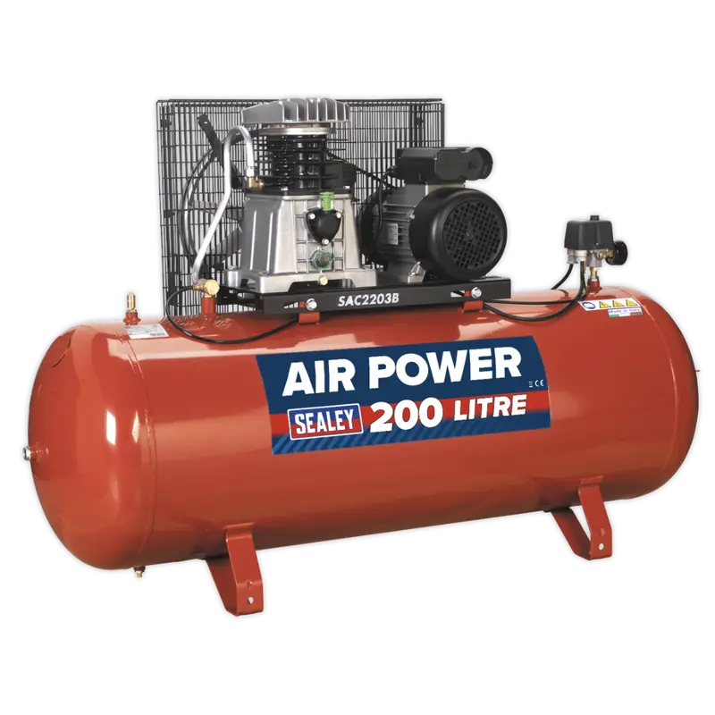 Compressor 200Ltr Belt Drive 3Hp With Cast Cylinders 1