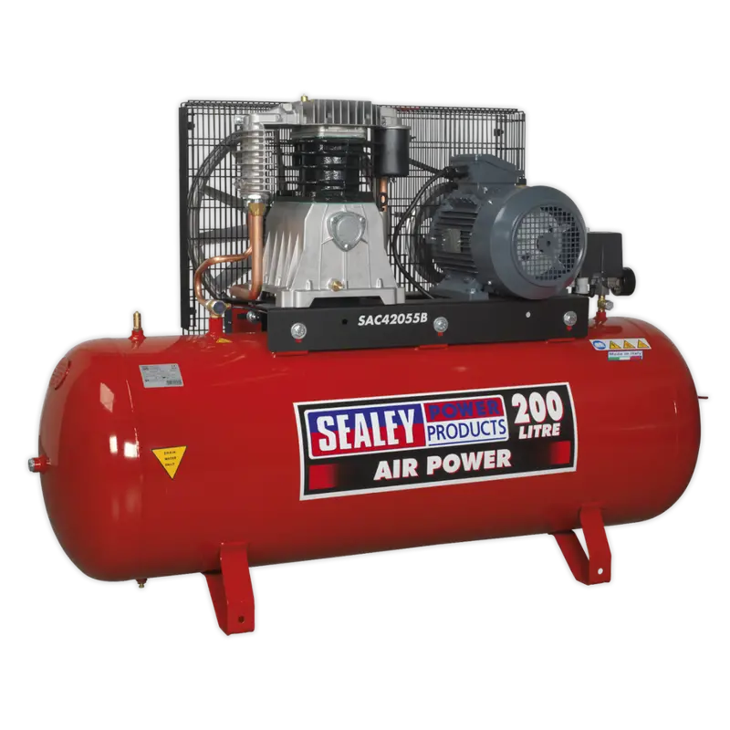 Compressor 200Ltr Belt Drive 5.5Hp 3Ph 2-Stage With Cast Cylinders 1