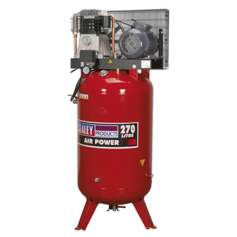 Compressor 270Ltr Vertical Belt Drive 5.5Hp 3Ph 2-Stage With Cast Cylinders 1
