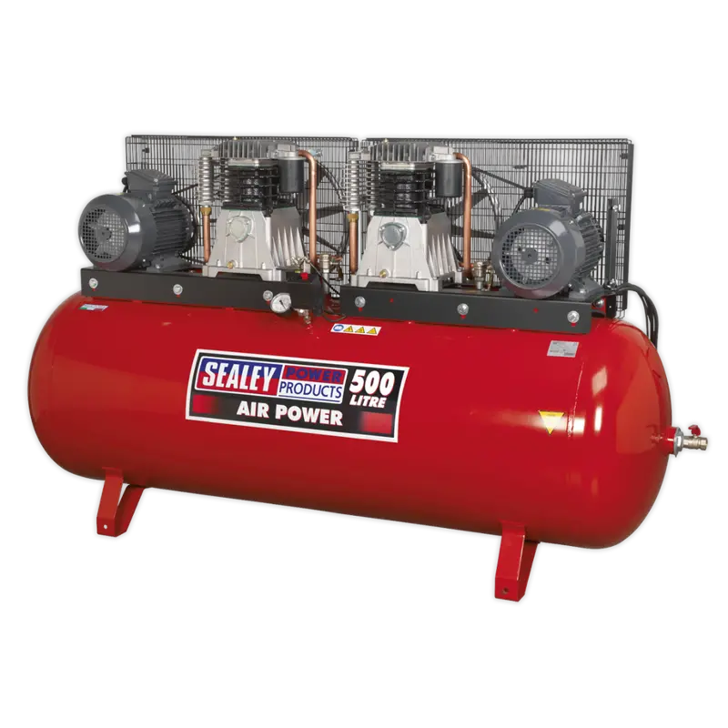 Compressor 500Ltr Belt Drive 2 X 5.5Hp 3Ph 2-Stage With Cast Cylinders 1