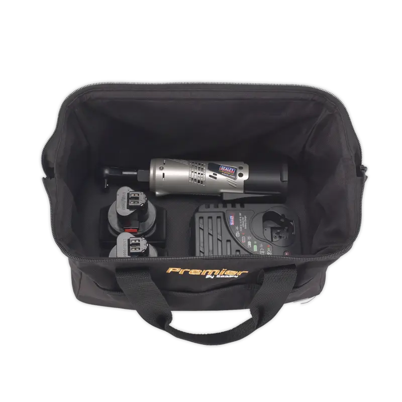 Cordless Ratchet Wrench 3-8"Sq Drive 68Nm 14.4V 2Ah Lithium-Ion 2 Batteries 40Min Charger 1