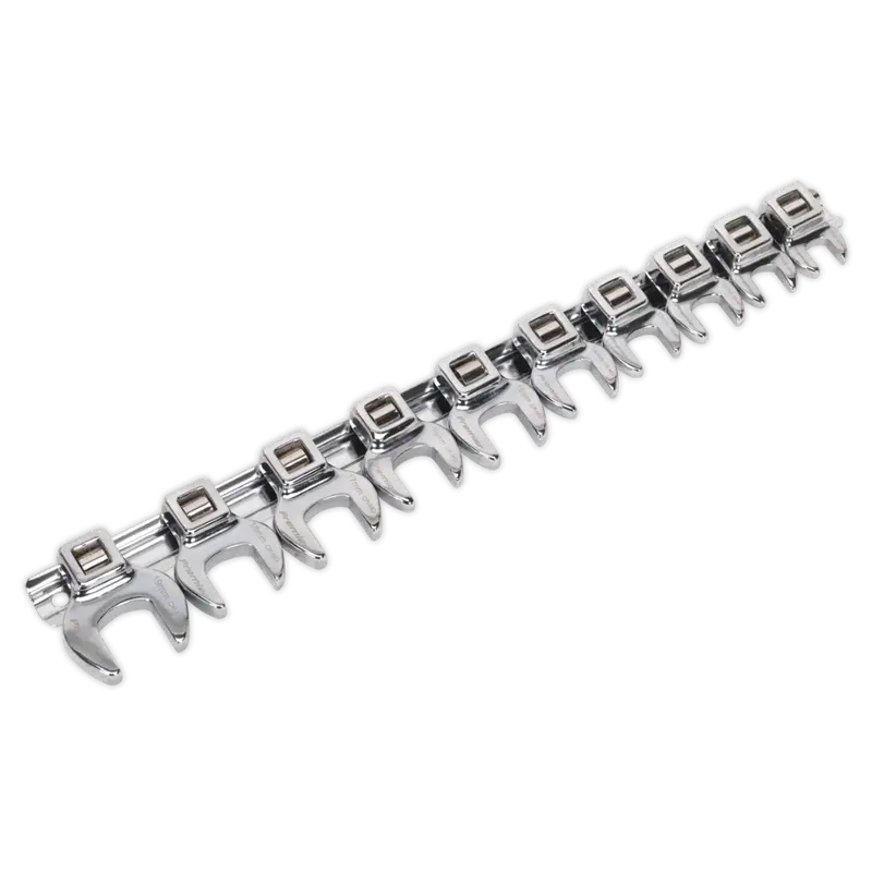 Crow's Foot Open End Spanner Set 10Pc 3-8"Sq Drive Metric 1