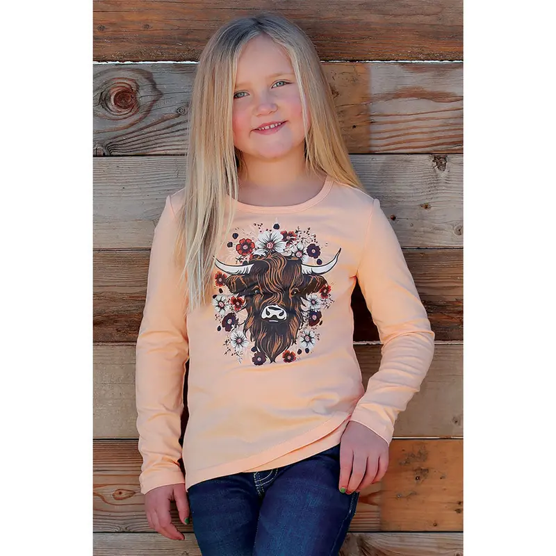Ctk8870002 Cruel Girl Girls' Long Sleeve Tee - Peach 1