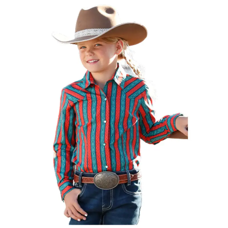 Ctw3220036 Cruel Girl Girls' Long Sleeve Western Snap Shirt - Multicolor Stripe 1