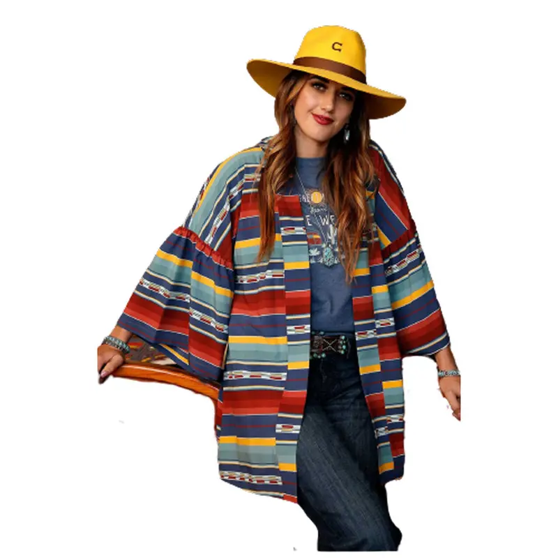 Ctw7365002 Cruel Denim Ladies Serape Print Kimono 1