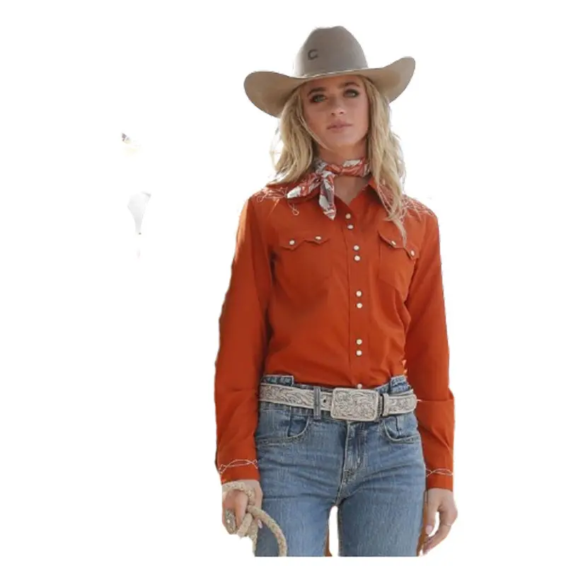 Ctw7501001 Cruel Girl Women's Long Sleeve Western Snap Shirt - Brown 1
