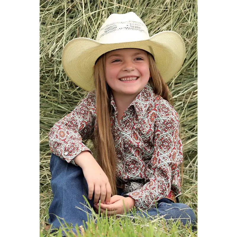 Ctw8040012 Cruel Girls Medallion Print Western Snap Shirt - Multicolor Print 1