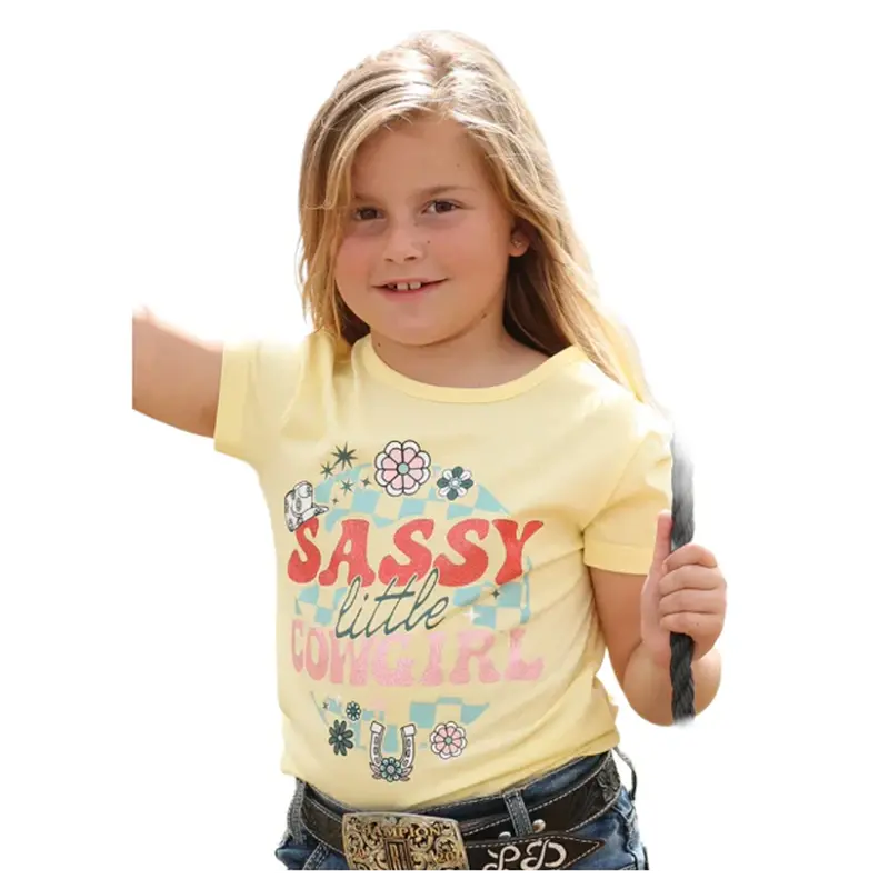 Ctw8910007 Cruel Girl Girls' Sassy Cowgirl Short Sleeve T-Shirt - Yellow 1