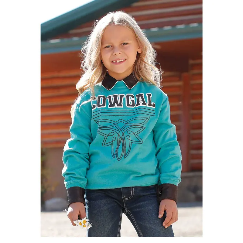 Cwk8002003 Cruel Girl Girls' "Cowgal" Sweatshirt - Turquoise 1