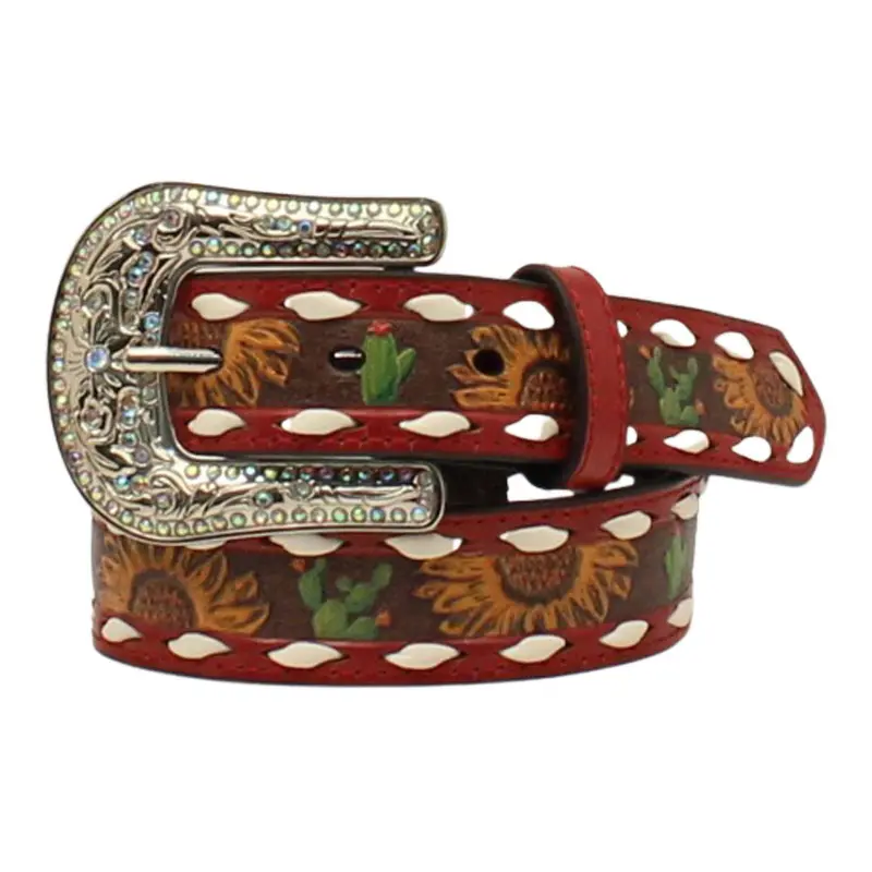 D130001504 Angel Ranch Girls Sunflower Cactus Red Belt 1