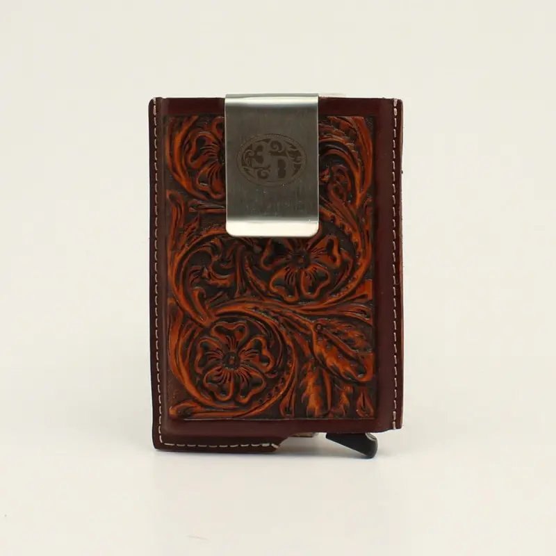 D250002602 3D Smart Utility Wallet Brown Tooled Leather 1
