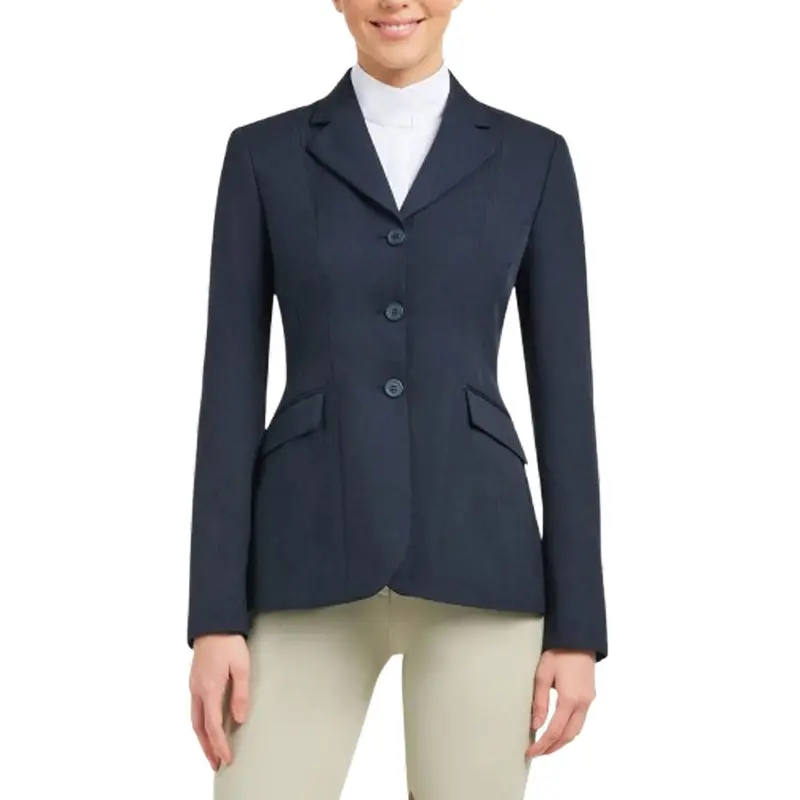 D8116 R.J. Classics Women's Devon Washable English Show Coat - Navy Herringbone 1