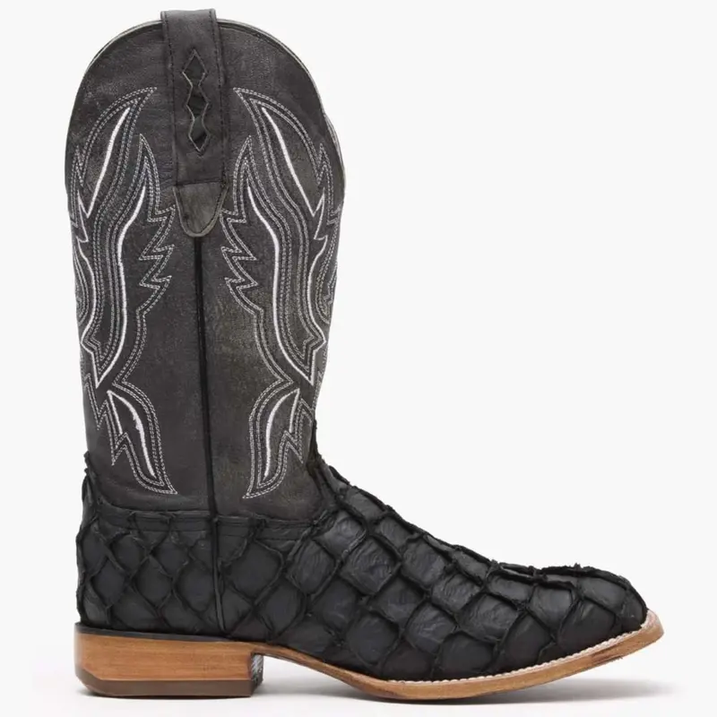 Ddb0381 Durango Men's Premium Exotic Pirarucu Cowboy Boots - Matte Black 1