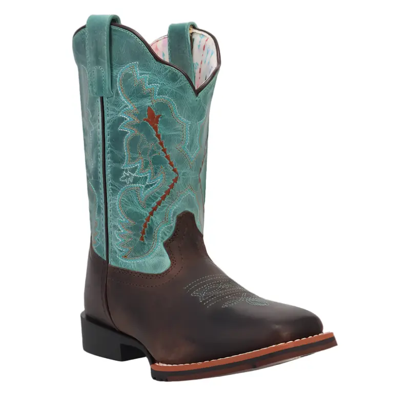 Dpc4002 Dan Post Salina Leather Childrens Cowboy Boot - Chocolate Turquoise 1