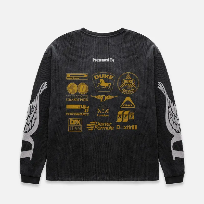 Dr Sponsors Washed Black Waffle Top 1