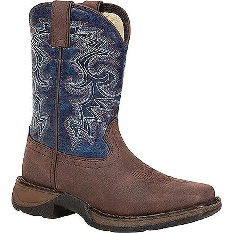 Dwbt052 Durango Children's 8 Inch Western Cowboy Boot - Dark Brown & Navy 1