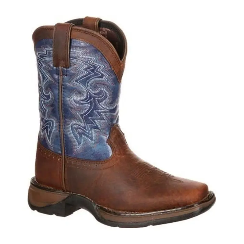 Dwbt053 Durango Youth 8 Inch Western Cowboy Boot - Dark Brown & Navy 1