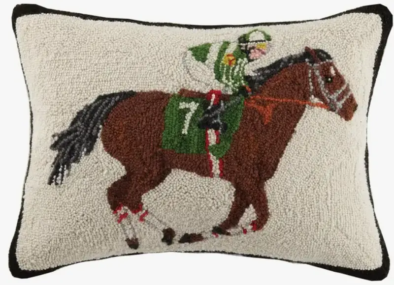 Equestrian Racer Hooked Pillow 1