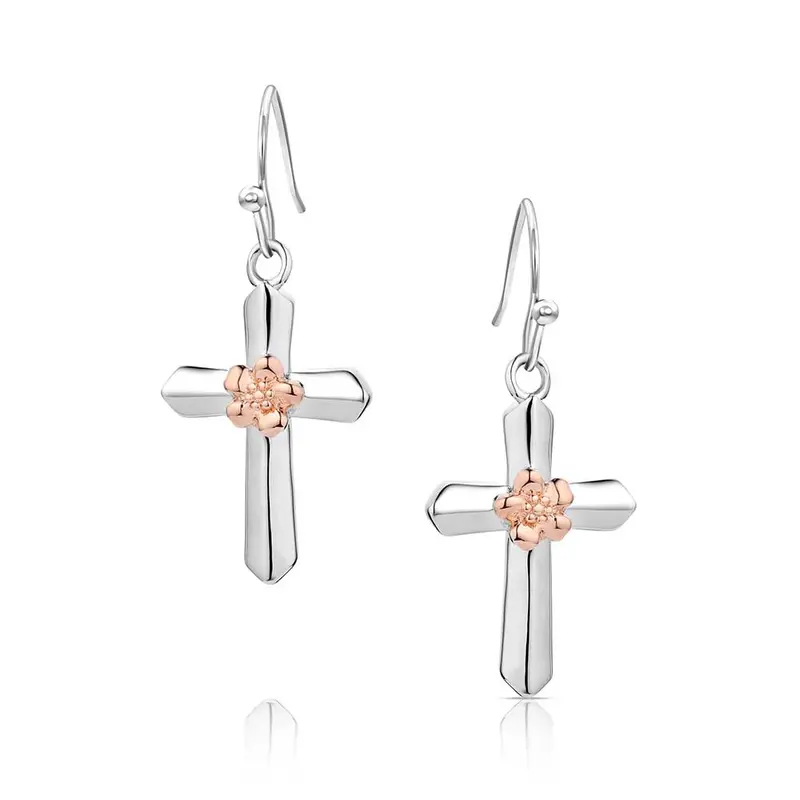Er6206 Montana Silversmiths Bountiful Blessing Cross Earrings 1
