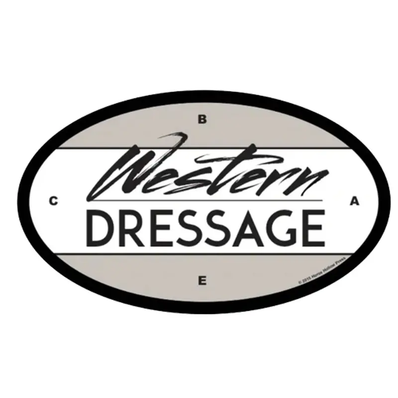 Euro Oval Equestrian Horse Sticker: Western Dressage 1 1