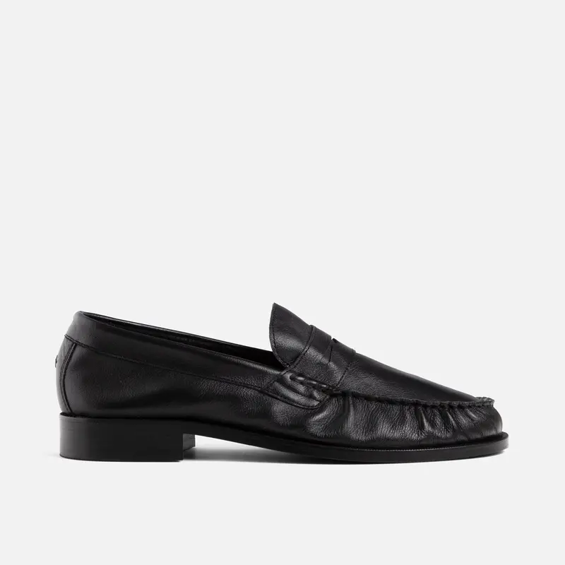 Ezra Black Tumbled Ruched Loafer - Men's 1