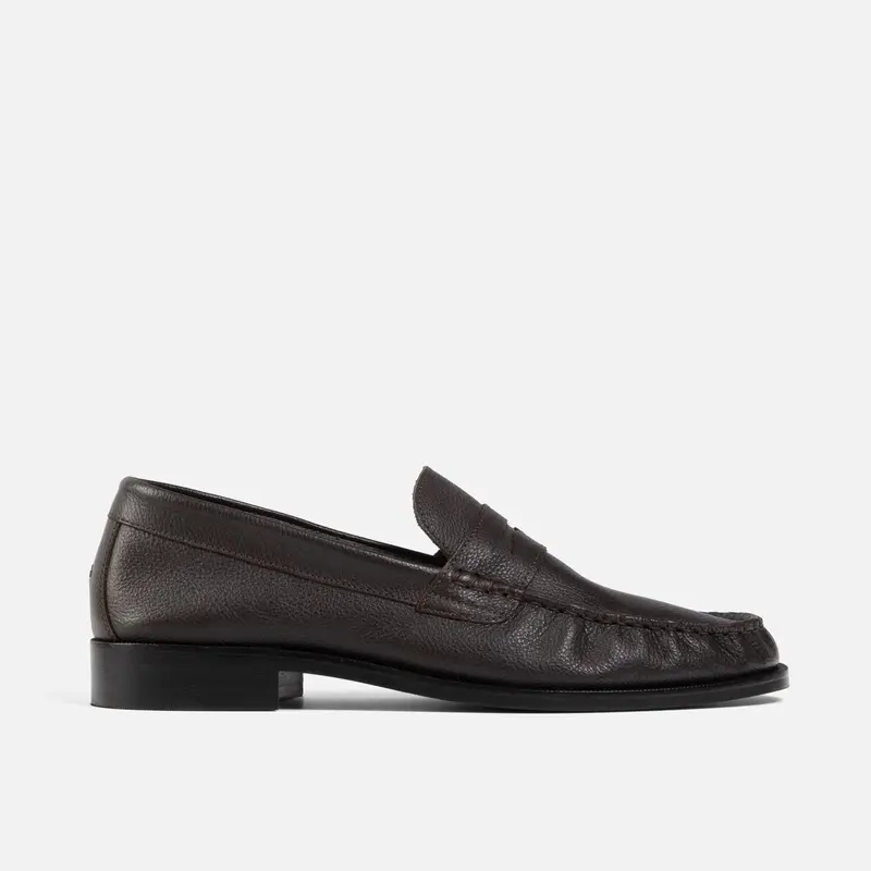Ezra Brown Pebble Ruched Loafer - Men's 1