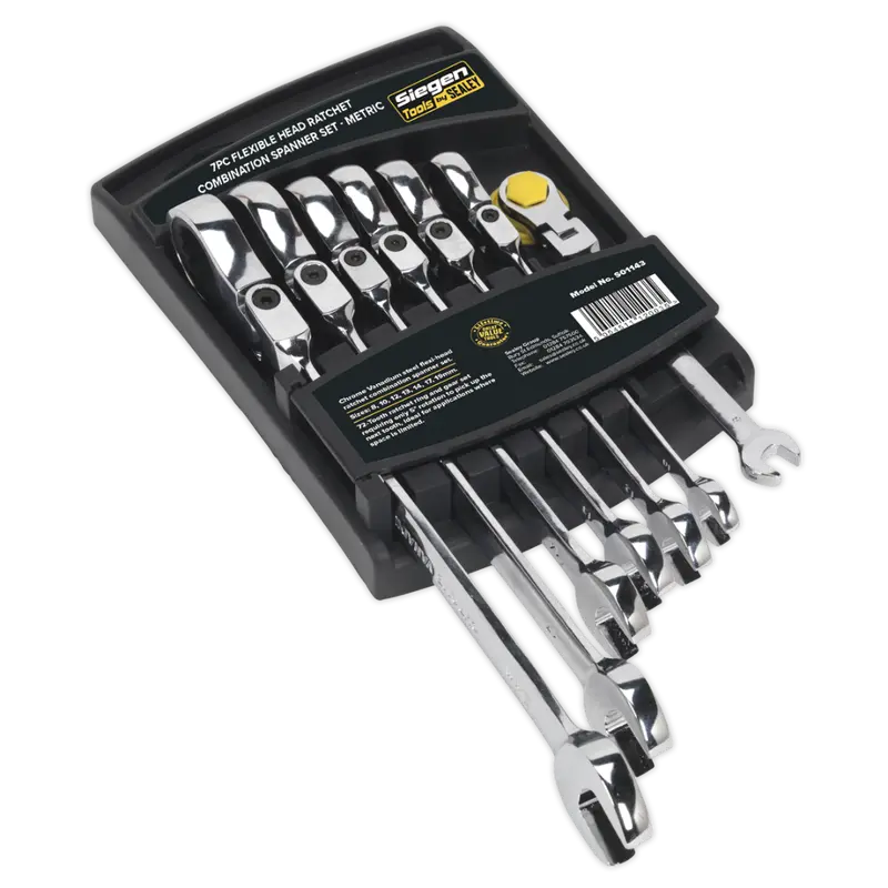 Flexible Head Ratchet Combination Spanner Set 7Pc Metric 1
