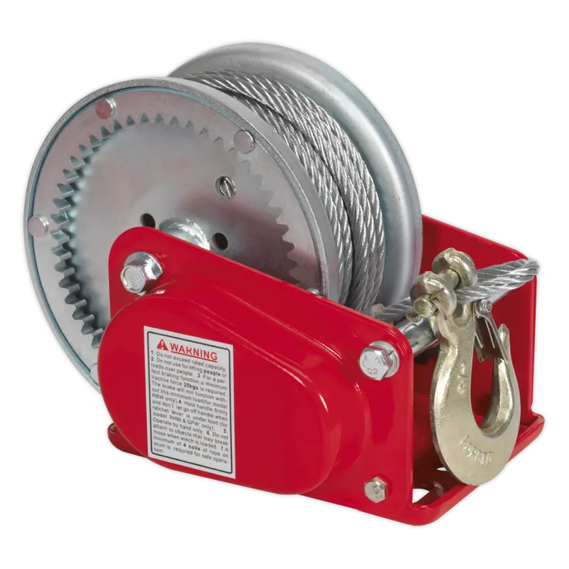 Geared Hand Winch With Brake & Cable 900Kg Capacity 1